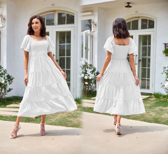 【美品】Carol Bennettハワイ製 フラダンス半袖ロングワンピース【M】 ワンピース オフショルダー 2way ハワイ リゾートワンピース S M L 2L