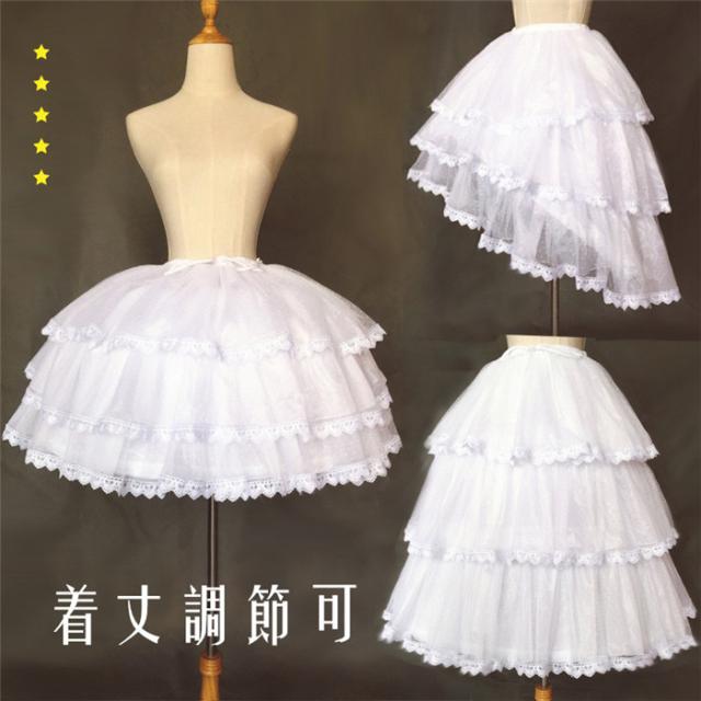パニエ ロリータ Lolita 着丈調節可 白 Cosplay 3段 フリル スカート レース 3本ワイヤーパニエ ふんわり 大人の通販はau Pay マーケット Glory Park