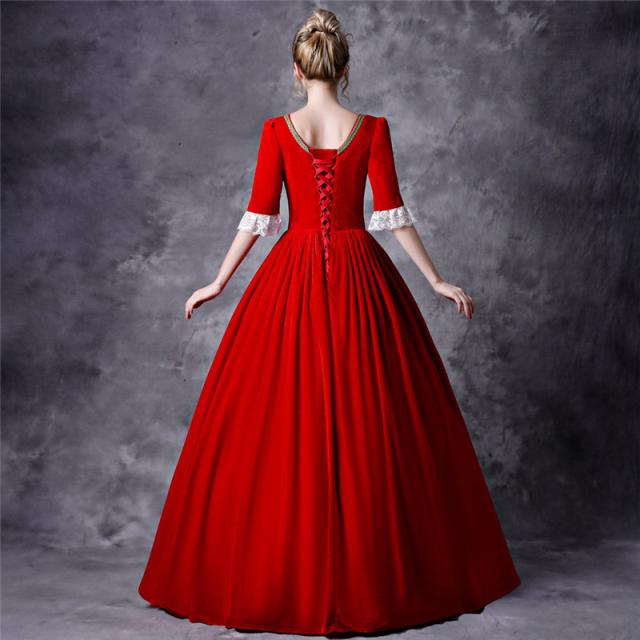 送料無料】レッド ヨーロッパ ドラマ 劇場 中世貴族風 宮廷ドレス 衣装