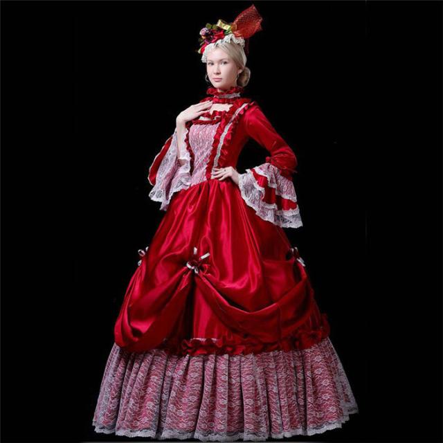 女性用 仮装 中世貴族風 ロングドレス レッド 9分袖 舞台衣装 王族服 復古 3xl ハロウィン 着丈 サイズ指定可の通販はau Pay マーケット Glory Park