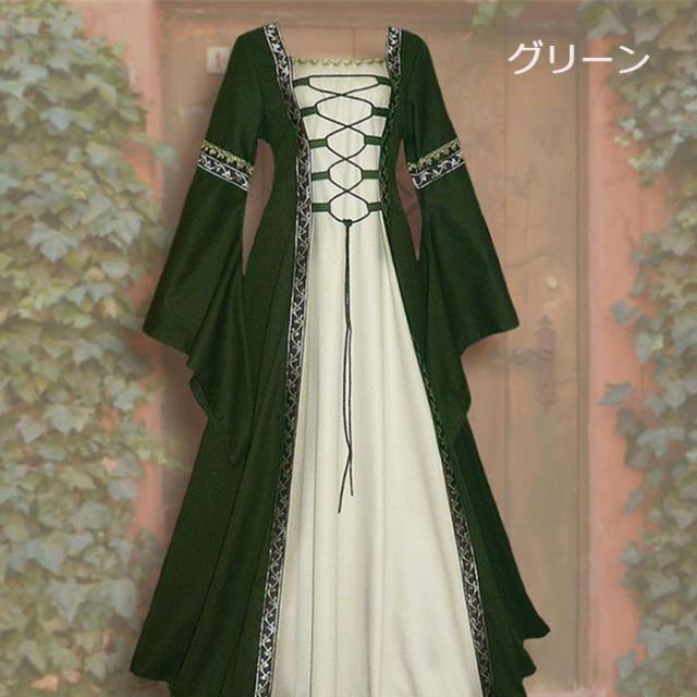 ヨーロッパ中世 宮廷服ドレス 仮面舞踏会 ゴシック様式 風 文化祭 コスチューム 全5色 ワンピース パーティードレス ハロウィン 大きいサの通販はau Pay マーケット Glory Park