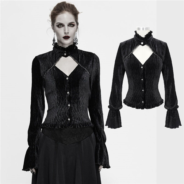 送料無料】トップス ブラウス ゴスロリ 長袖 ハイネック セクシー