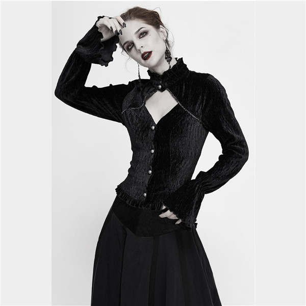 送料無料】トップス ブラウス ゴスロリ 長袖 ハイネック セクシー