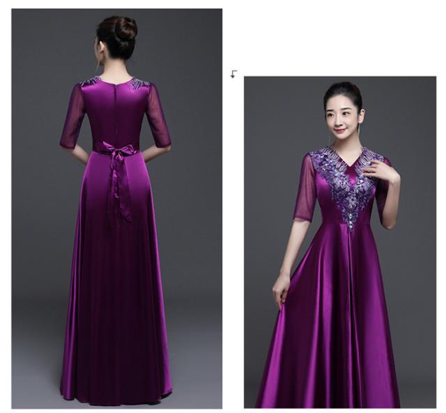 送料無料】ロングドレス イブニングドレス スパンコール Vネック