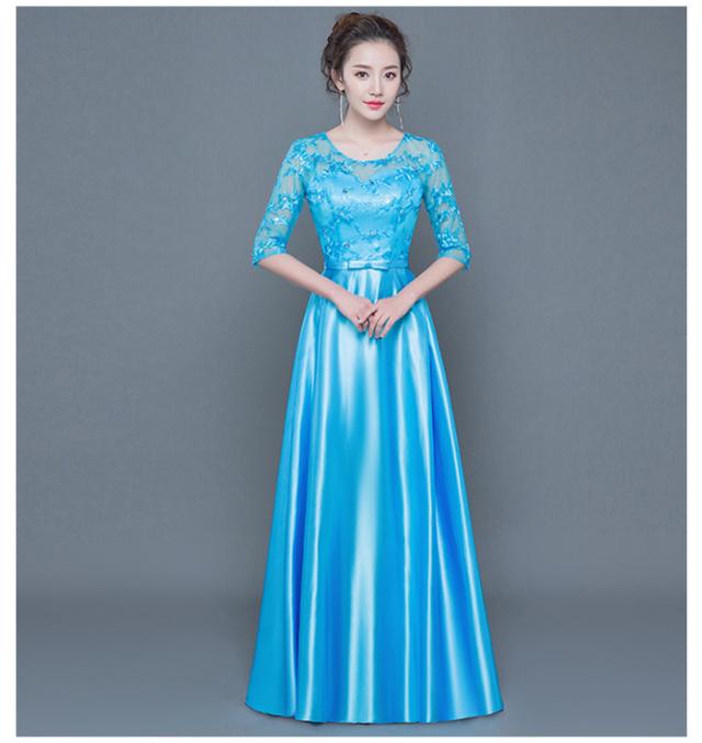 送料無料】9size 6color ロングドレス 刺繍レース 発表会 カラオケ