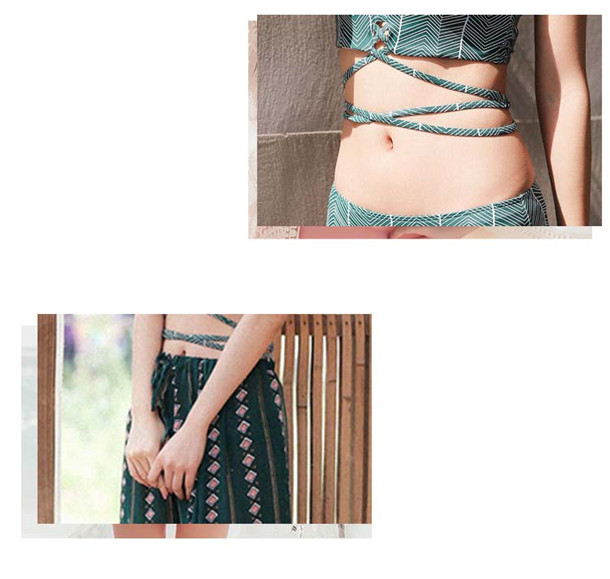 【送料無料】水着 レディース  リゾート風 グリーン 3点セット タンキニ ズボン M L 送料無料】水着 レディース リゾート風 グリーン 3点セット タンキニ