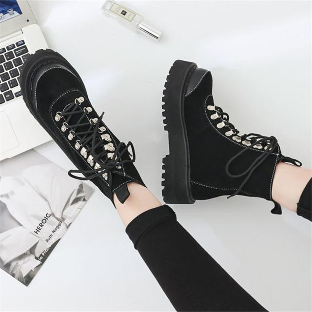 厚底ブーツ レディース ショートブーツ レースアップブーツ 編み上げブーツ 黒 レディース シューズ靴 大きいサイズ パンク風の通販はau Pay マーケット Glory Park