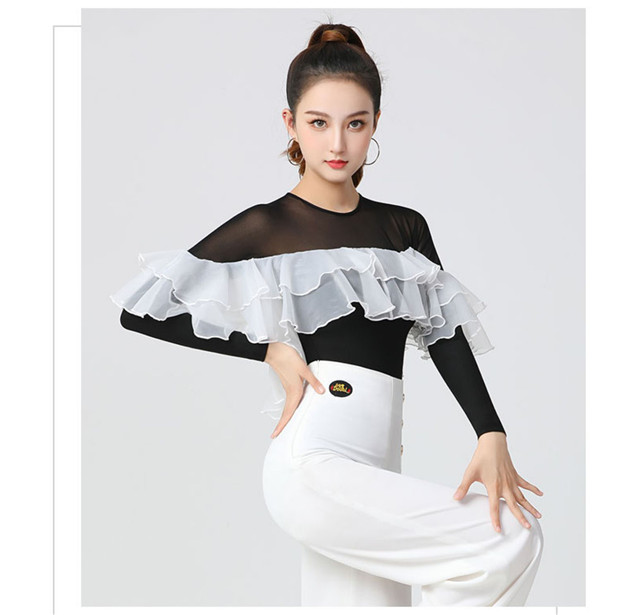 送料無料】練習着 大人用 トップス レディース 社交ダンス フリル