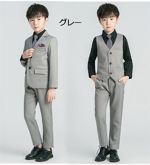 【送料無料】子供スーツ 卒業式 演奏会用 結婚式 フォーマル キッズスーツ ジュニア 七五三 ピアノ発表会 入学式 制服 入園式 5点セットの通販は