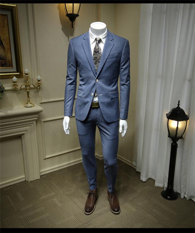 春夏秋 メンズスーツ スリム スリーピース 2ピーススーツ ビジネススーツ Suit セットアップ スーツ ビジネススーツ ブルー 紳士服 結婚の通販はau Pay マーケット Glory Park