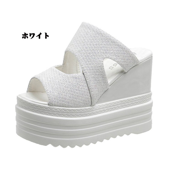 美脚 キャバ サンダル ミュール ウェッジソール 厚底 パーティー
