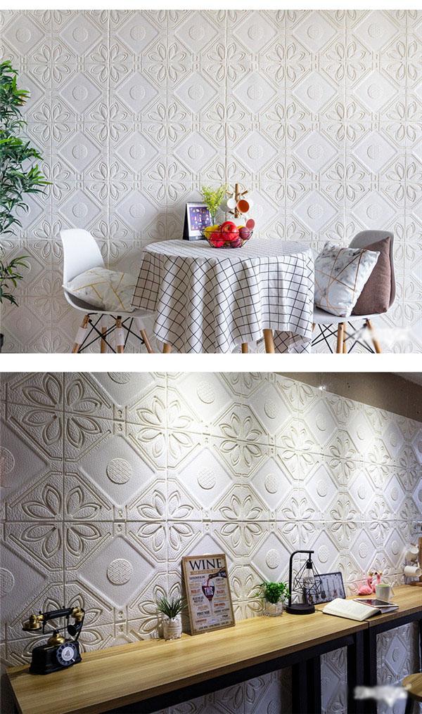 クッションブリックシート デザインタイル調 3D立体壁紙 70×70cm 寝室