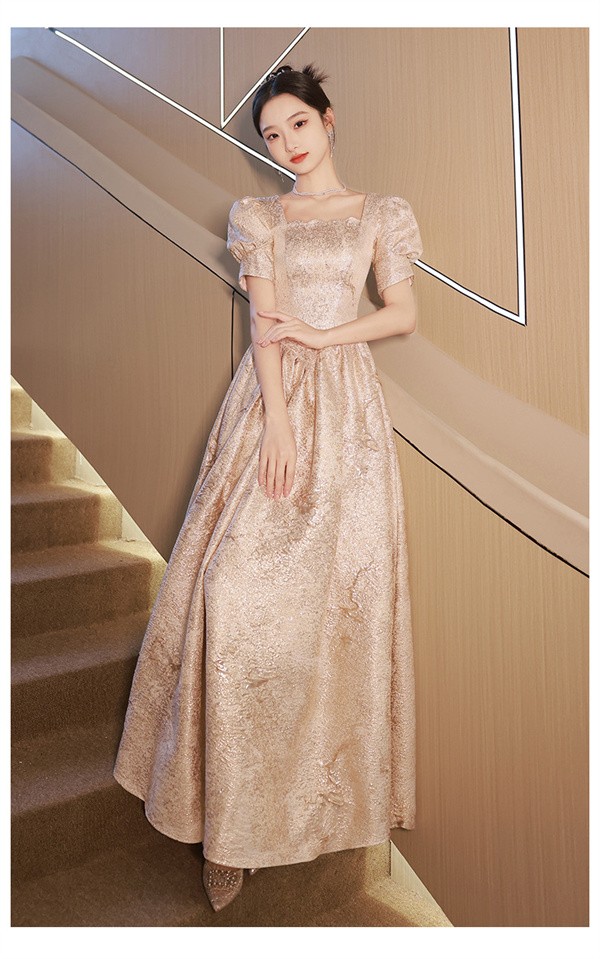 ドレス 大人 ピアノ発表会 バブルスリーブ ドレス 演奏会 ミモレ丈 ロング丈 結婚式 半袖 大きいサイズ パーティードレス ロングドレス 袖あり ファスナー お呼ばれ 20代 30代 フォーマルドレス_2