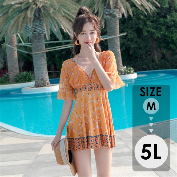 ワンピース水着 セクシー レディース 水着 半袖 体型カバー 可愛い 痩せ見え リゾート 温泉 ビーチ プール 海 水泳 オトナ女子 かわいい おしゃれ 20代 30代 40代 df018c6c6lc