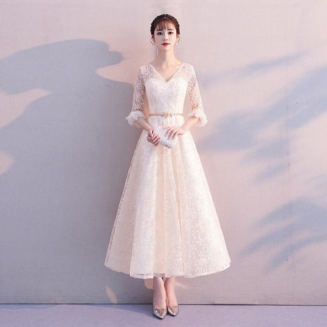 【送料無料】ブライズメイド ドレス ロング丈 二次会 小さいサイズ 結婚式 体型カバー 半袖 オフショルダー 長袖 謝恩会 二次会 卒業式 花嫁 ピアノ 発表会 ドレス 演奏会 20代 30代