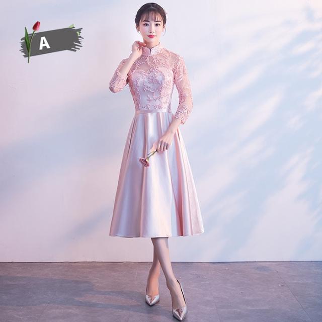 【送料無料】ブライズメイド  ドレス  ミモレ丈 二次会  小さいサイズ  大きいサイズ　結婚式  体型カバー  半袖  長袖　オフショルダー  謝恩会  二次会 卒業式  花嫁  ピアノ  発表会  ドレス  演奏会 20代 30代の通販は 6,795円