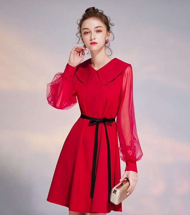 送料無料】パーティードレス 膝丈 小さいサイズ 大きいサイズ