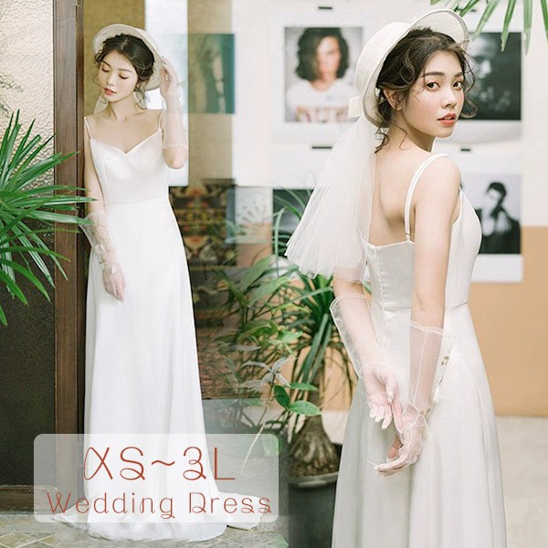 花嫁 ウェディングドレス プリンセスライン 白ドレスワンピース プリンセス シンプル 結婚式 披露宴 前撮り 後撮り 撮影用 フォトウェディング ロングドレス
