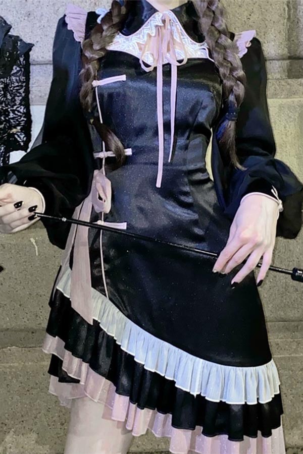 Lolita OP ロリータ プリンセス お姫様 リボン本 レースエッジ Aライン ハイウエスト 着?せ 撮影着 可愛い ワンピース ホワイト ピンク 白 S M L_10