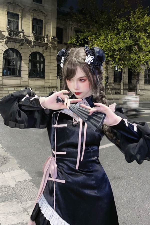 Lolita OP ロリータ プリンセス お姫様 リボン本 レースエッジ Aライン ハイウエスト 着?せ 撮影着 可愛い ワンピース ホワイト ピンク 白 S M L_6
