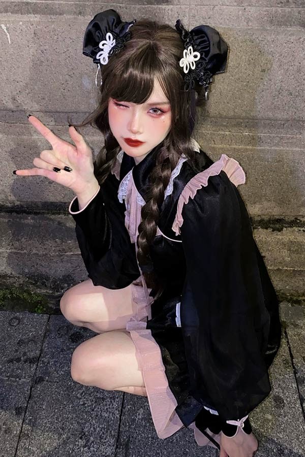 Lolita OP ロリータ プリンセス お姫様 リボン本 レースエッジ Aライン ハイウエスト 着?せ 撮影着 可愛い ワンピース ホワイト ピンク 白 S M L_7