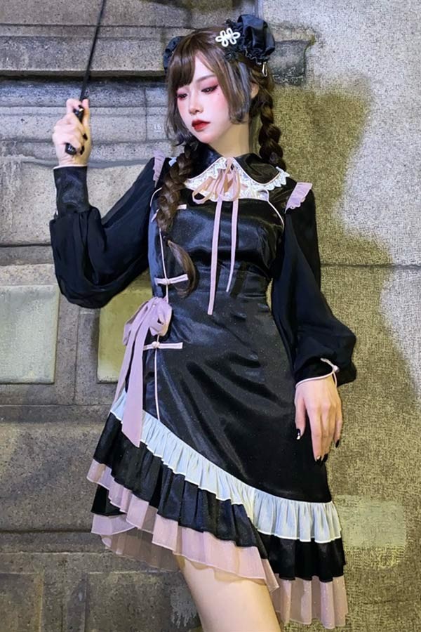 Lolita OP ロリータ プリンセス お姫様 リボン本 レースエッジ Aライン ハイウエスト 着?せ 撮影着 可愛い ワンピース ホワイト ピンク 白 S M L_8