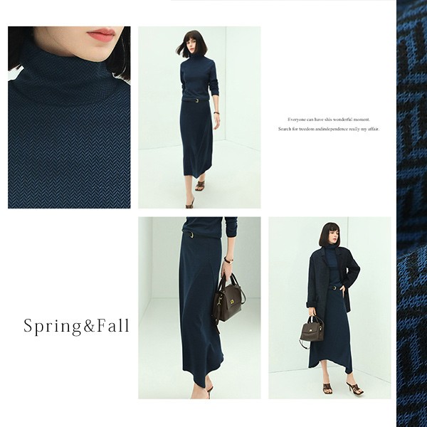 【送料無料】ツーピース ニットセット 上下セット ハイウエスト ハイネック 長袖 カットソー セーター トップス ミディアム丈 スカート 2点セット 通勤 人気 【送料無料】ツーピース ニットセット 上下セット ハイウエスト