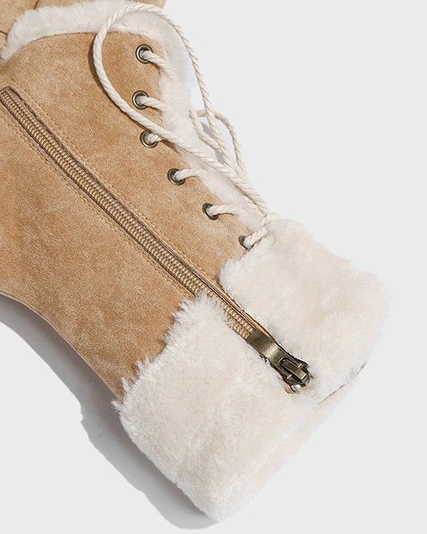 スノーブーツ ブーツ レディース 毛の縁 着痩せ効果 太いヒール 厚底