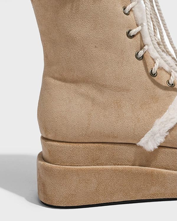 スノーブーツ ブーツ レディース 毛の縁 着痩せ効果 太いヒール 厚底