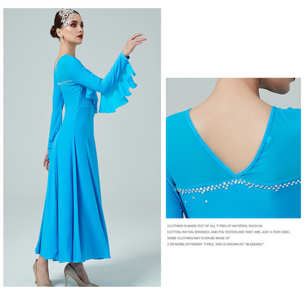 送料無料】社交ダンス ワンピース モダンドレス 大きいサイズ 長袖