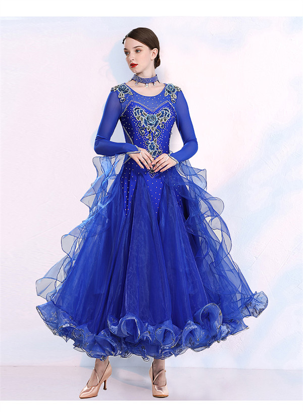 送料無料】社交ダンス ワンピース モダンドレス 大きいサイズ 長袖