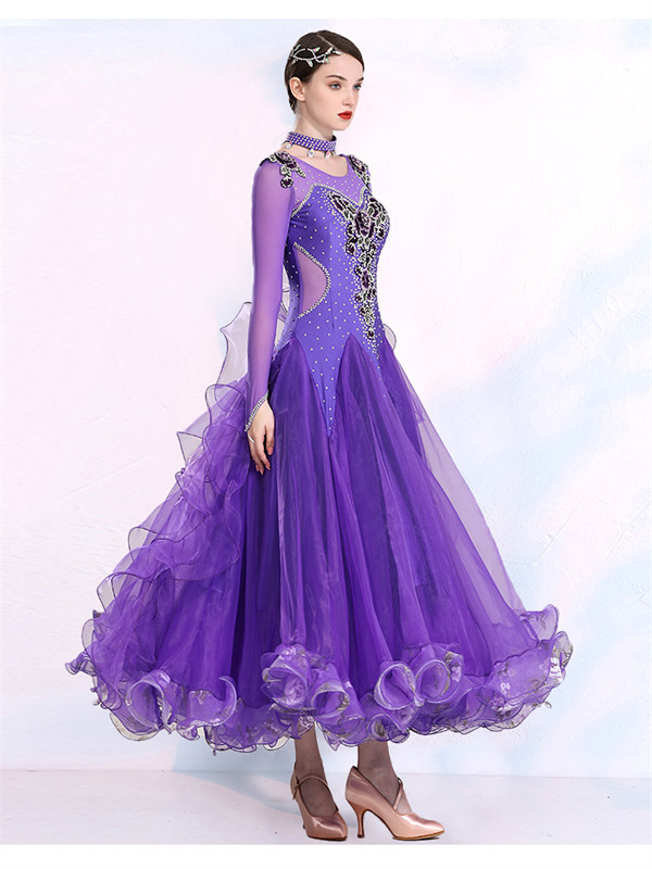 送料無料】社交ダンス ワンピース モダンドレス 大きいサイズ 長袖