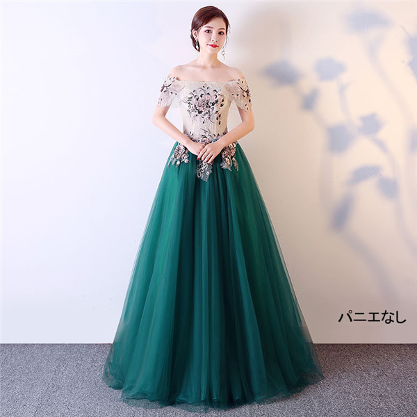 【送料無料】サイズ指定可 カラードレス ウェディングドレス ロングドレス お花嫁ドレス 演奏会用 ステージ衣装 大きいサイズ 舞台衣装 結婚式 グリーン_7