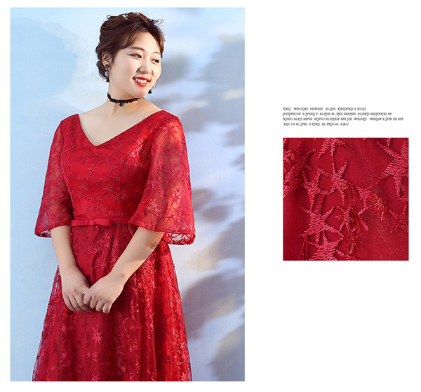 ロングドレス Vネック パーティードレス ロング丈 袖あり 大きいサイズ