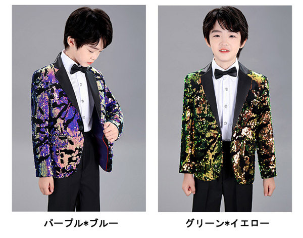 【送料無料】キッズ ジャケット（単品）ステージ衣装 キッズ ダンス衣装 演出服 スパンコール 男の子 ピアノ発表会 王子様 貴族服装 舞台 演劇オペラ声楽 コスプレ衣装 イベント 学園祭 文化祭 学芸会 学習発表会 生活発表会 ハロウィン衣装_1