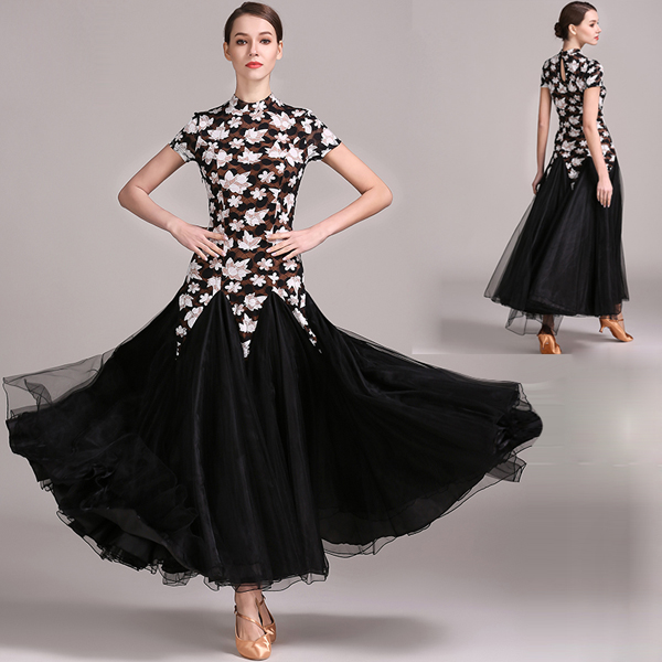 【送料無料】社交ダンス 衣装　モダンドレス ラテンドレス ラテン衣装 ダンスウエア 大きい裾 ダンス衣装 競技着 練習服 ワルツ タンゴ服 インターナショナルダンス