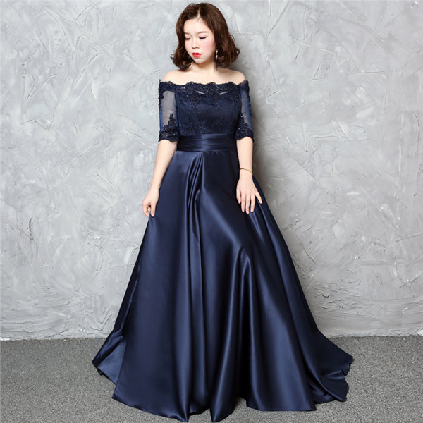 【送料無料】サイズ有りL/XL/2XL/3XL/4XL パーティードレス ワンピース ドレス 大きいサイズ ロングドレス 二次会 レディース フォーマル 20代30代40代50代 上品 披露宴 二次会 ネイビー_2