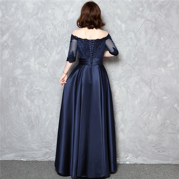 【送料無料】サイズ有りL/XL/2XL/3XL/4XL パーティードレス ワンピース ドレス 大きいサイズ ロングドレス 二次会 レディース フォーマル 20代30代40代50代 上品 披露宴 二次会 ネイビー_3