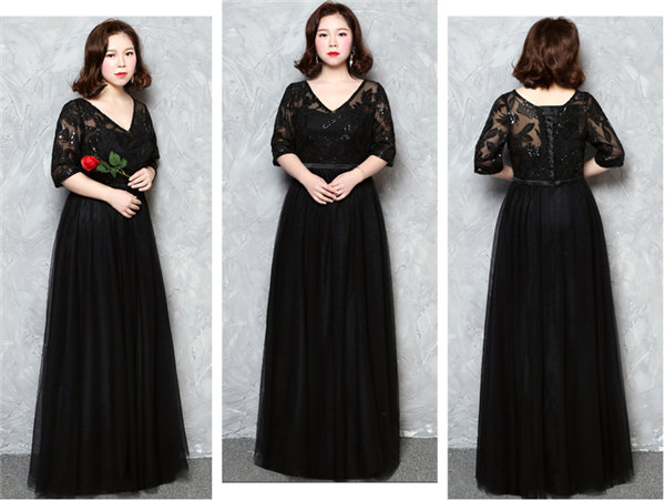 【送料無料】「サイズ有りXL/2XL/3XL/4XL」パーティードレス ワンピース ドレス 大きいサイズ ロングドレス 二次会 レディース フォーマル 20代30代40代50代 上品 披露宴 二次会 ブラック_4