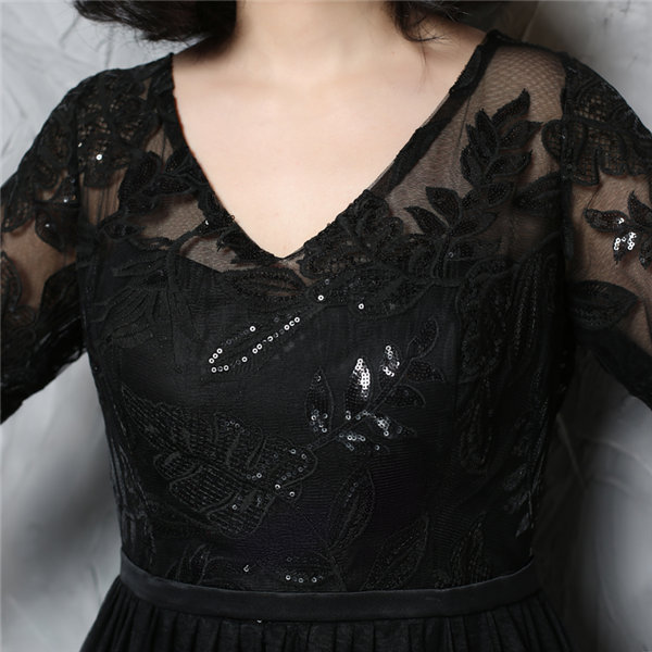 【送料無料】「サイズ有りXL/2XL/3XL/4XL」パーティードレス ワンピース ドレス 大きいサイズ ロングドレス 二次会 レディース フォーマル 20代30代40代50代 上品 披露宴 二次会 ブラック_6