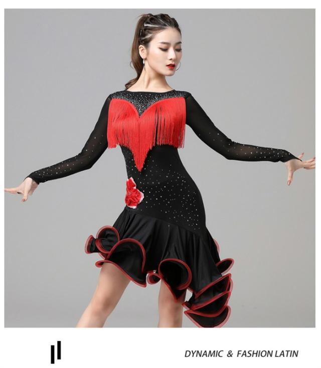 社交ダンス ラテンドレス ワンピース ラテン衣装 チャチャチャ ダンス衣装 練習服 スタンダード ラテンダンス ラテン競技着 練習着_2