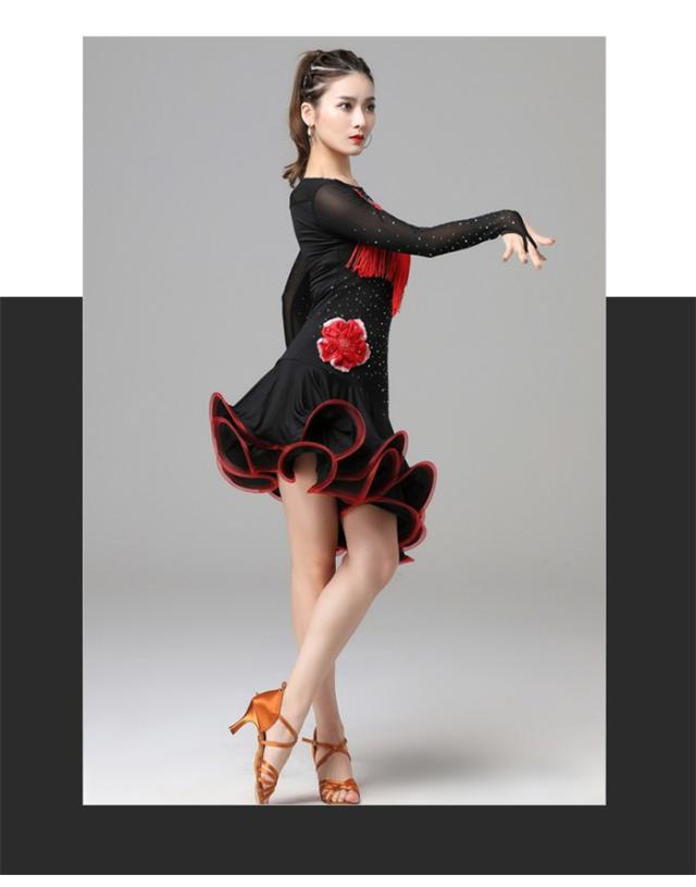 社交ダンス ラテンドレス ワンピース ラテン衣装 チャチャチャ ダンス衣装 練習服 スタンダード ラテンダンス ラテン競技着 練習着_5
