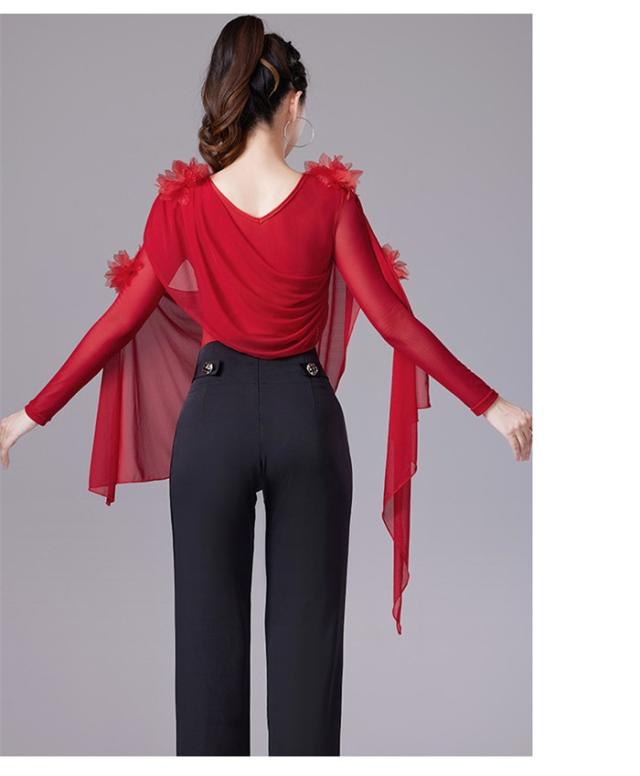 社交ダンス トップス レオタード 社交ダンス衣装 パープル レッド