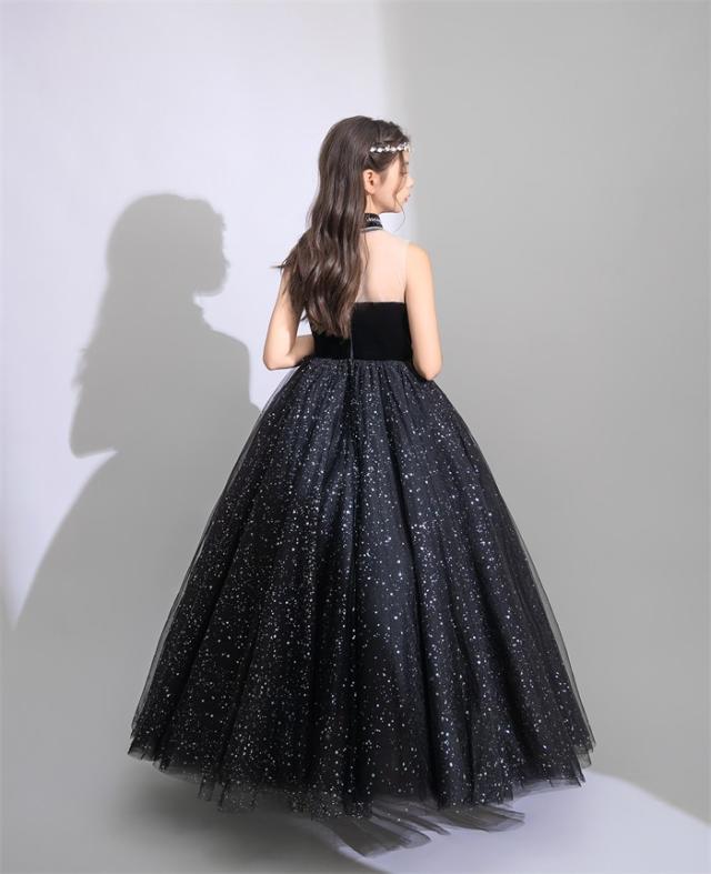 ドレス 発表会 結婚式 女の子 ワンピース ピアノ発表会 フォーマル 袖無し ノースリーブ ハイネック ロング丈 子供 ロングドレス キッズドレス パーティドレス 上品 かわいい おしゃれ コンクール コンサート 舞台 イベント_4