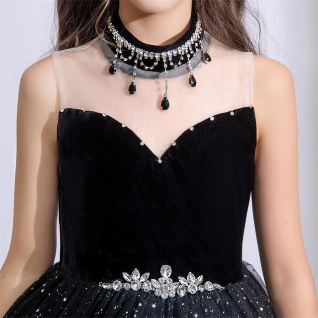 ドレス 発表会 結婚式 女の子 ワンピース ピアノ発表会 フォーマル 袖無し ノースリーブ ハイネック ロング丈 子供 ロングドレス キッズドレス パーティドレス 上品 かわいい おしゃれ コンクール コンサート 舞台 イベント_6
