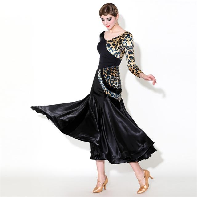 社交ダンス用ヒョウ柄ドレス 蝶々ベルト付き 社交ダンス用レオパード柄ドレス 社交ダンス用レオパード柄ドレス 楽天