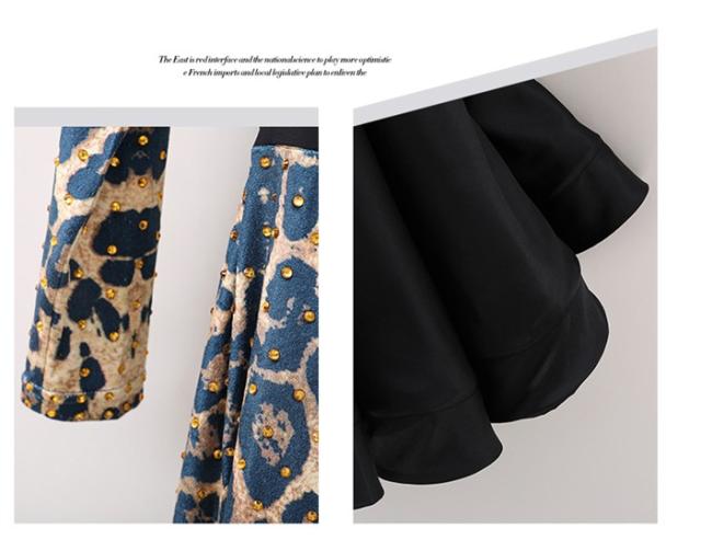 社交ダンス ドレス ロングドレス モダンドレス ヒョウ柄 ブラック 黒