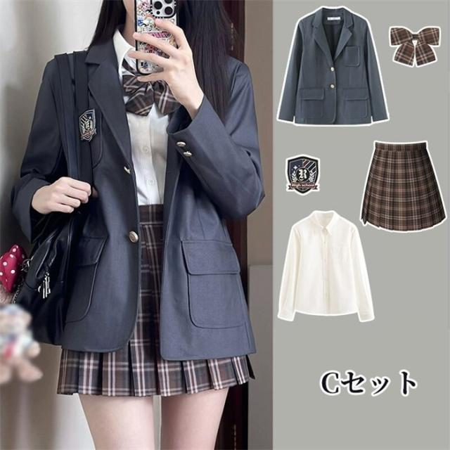 5点セット 入学式 卒業式 スーツ 女の子 長袖 中学生 高校生 制服 学生制服 女子高生  ブレザー スカート チェック柄 レディース お受験 結婚式 発表会 入学 通学 ジュニア フォーマル フォーマルスーツ_4