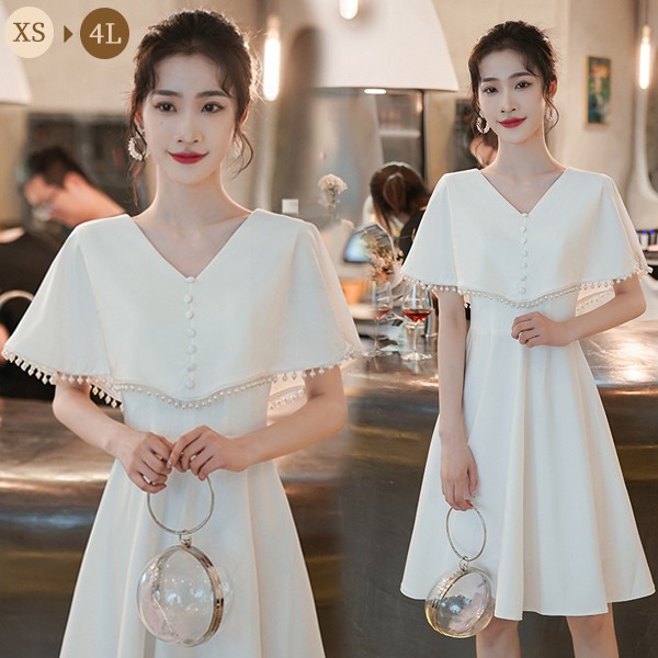 パーティードレス 大人 ピアノ 発表会 ショートドレス 演奏会 結婚式 ワンピース フォーマルドレス イブニングドレス 20代 30代 40代 母親 親族 成人式 高校生 中高生 卒業 同窓会 お呼ばれ 演奏会用ドレス 二次会 披露宴 ホワイト