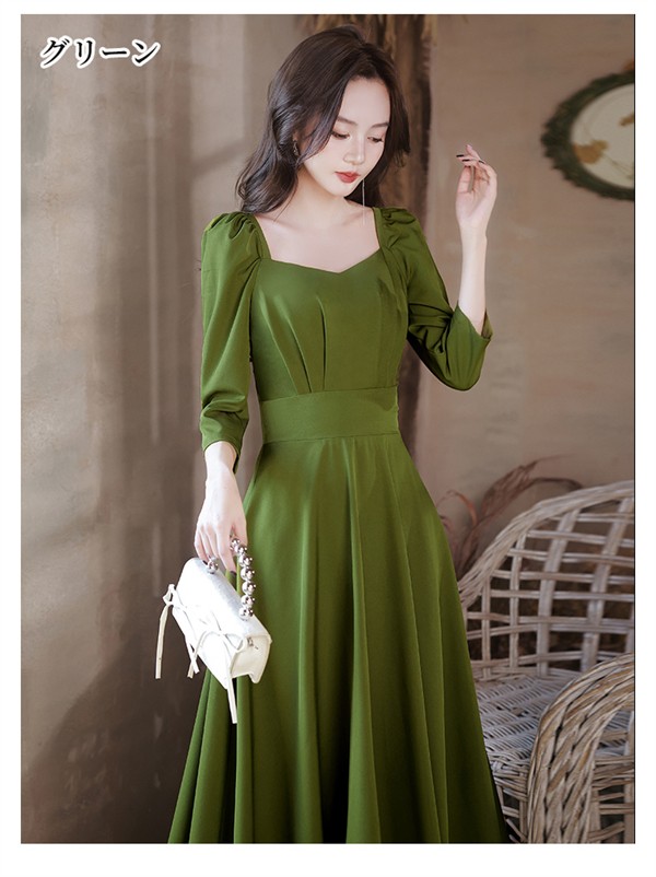 ドレス グリーン 大人 ピアノ 発表会 ミモレ丈ドレス ワインレッド 演奏会 結婚式 パーティードレス ミモレ丈 ワンピース フォーマルドレス イブニングドレス 20代 30代 成人式 高校生 中高生 卒業式 同窓会 お呼ばれ 演奏会用ドレス 二次会 フォーマル 披露宴 ドレス グリーン 大人 ピアノ 発表会 ミモレ丈ドレス ワインレッド
